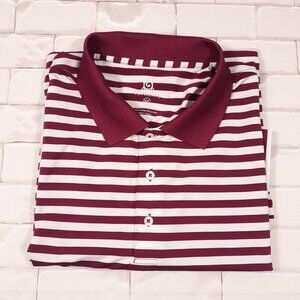 Turtleson Polo Shirt Mens Size 2XL Performance Golf Striped White Maroon Stretch